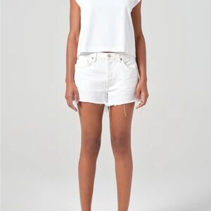 Agolde Parker White Jean Shorts